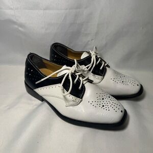 Liberty Kids Black White Spectator Oxford Shoes Square Toe Lace Up Formal Size 1